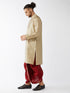 Vastramay Men's Beige And Maroon Silk Blend Kurta And Dhoti Set